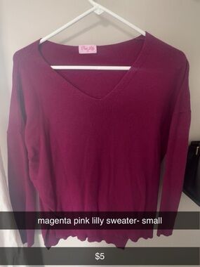 Lilly Pulitzer Deep Magenta V-Neck Sweater